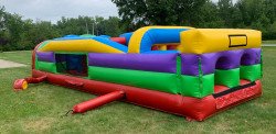 retro20with20slide203 edited 1702614592 Retro 30' Obstacle Course With Slide