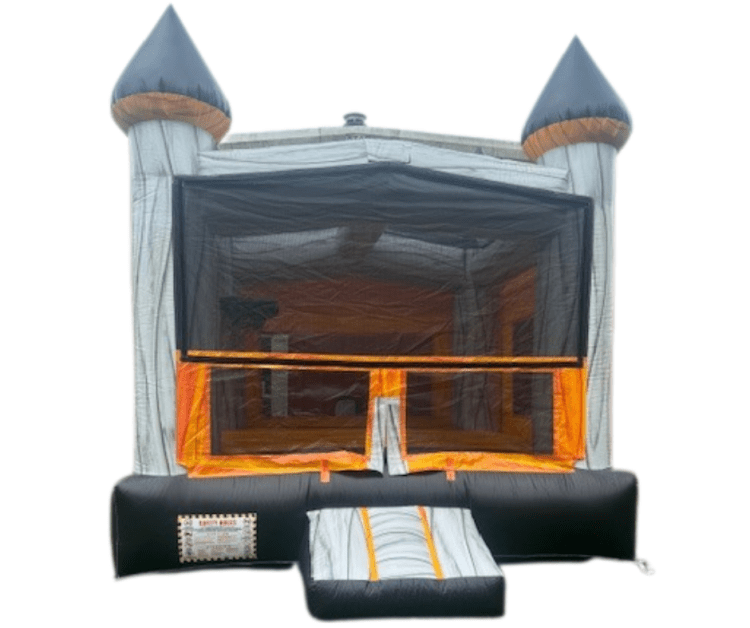 yellow and gray castle bounce house in Norton, OH. - Game Craze Party & Event Rentals