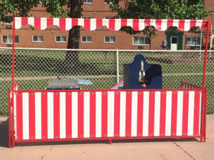 Red and white carnival stand n Norton, OH. - Game Craze Party & Event Rentals