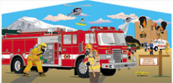 fireman20art20panel 644801663 2 Deluxe Themed Bounce House Combo